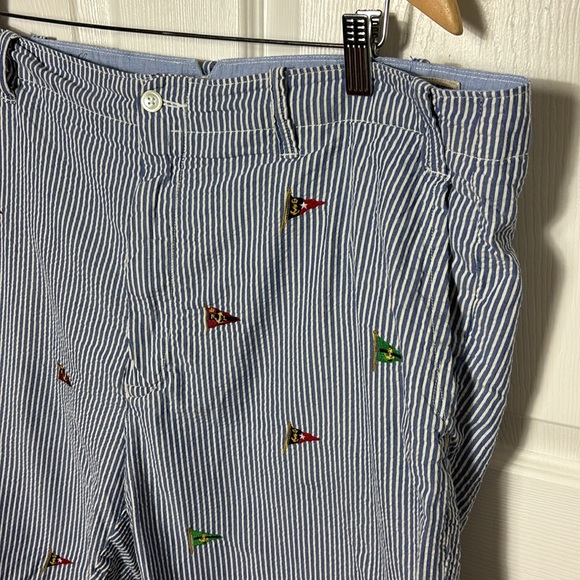 POLO RALPH LAUREN Naval Tailor Classic Fit seersucker shorts with flags size 40 - Picture 4 of 16